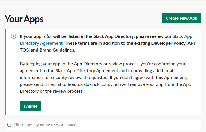 create new slack app